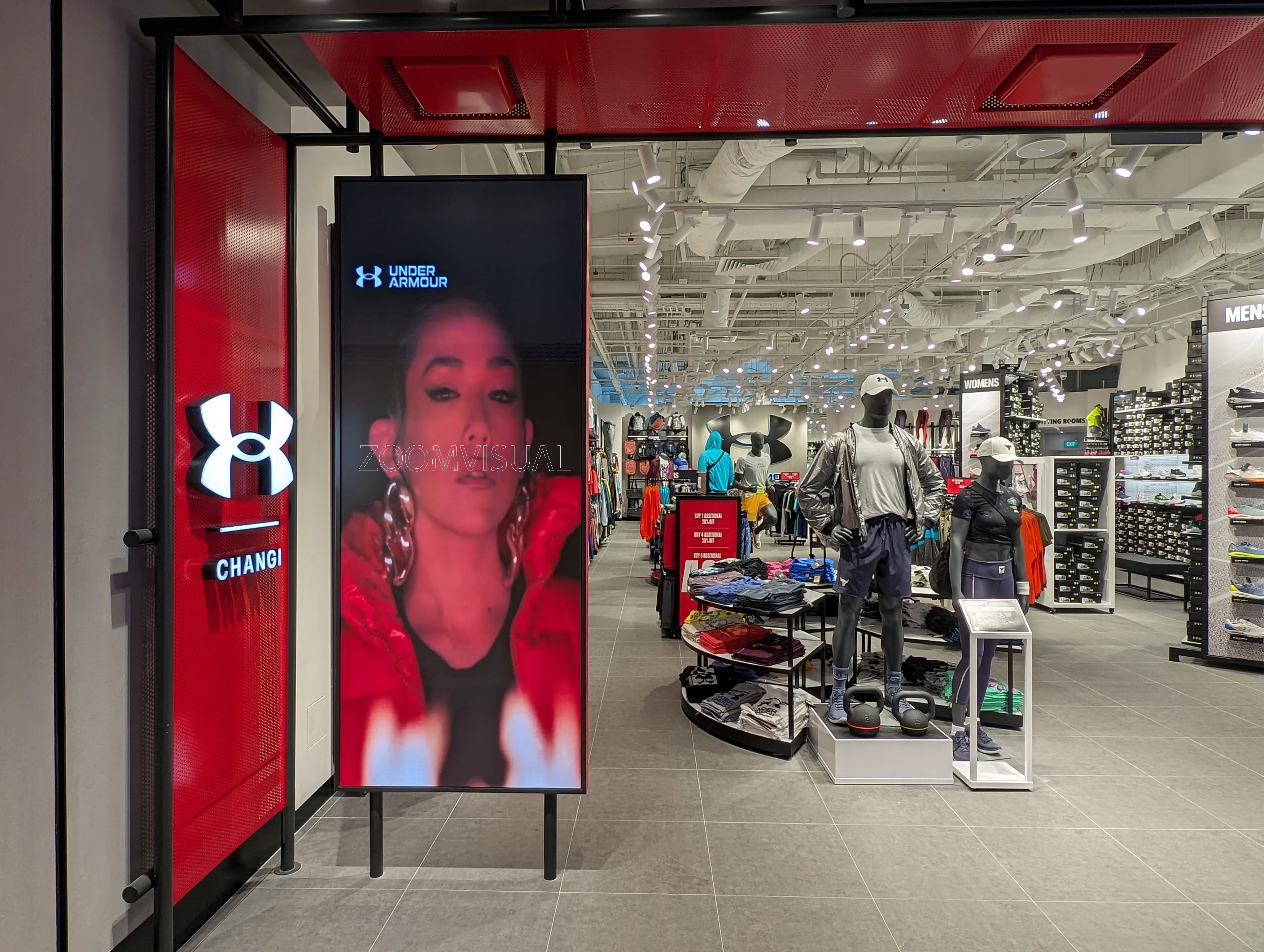 Digital Signage Display being used at the entrance of Under Armour.